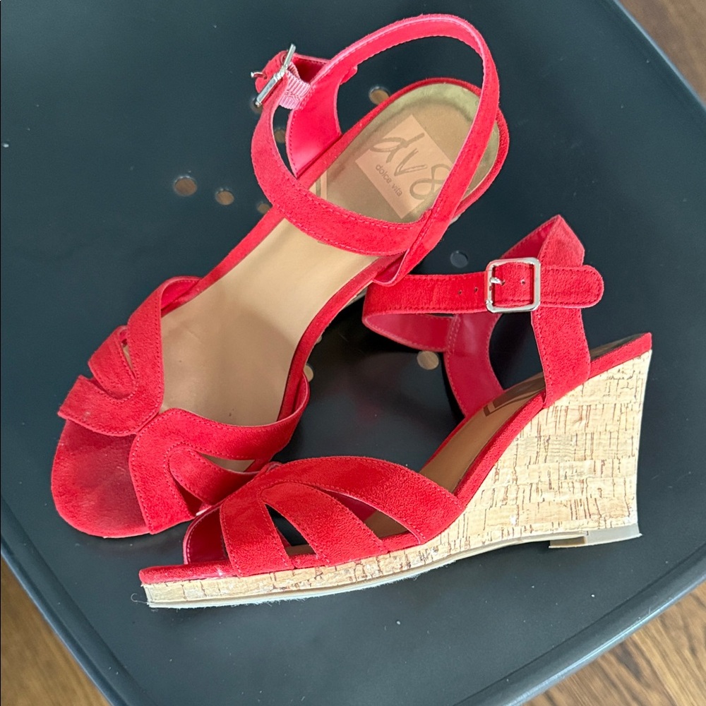 Red Cloth Wedge Dolce Vita Sandals Size 8